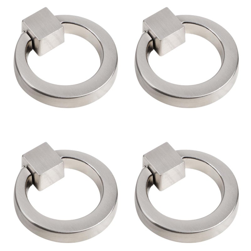 Rddconkit Modern Cabinet Drawer Pull Handle Dresser Wardrobe Cupboard Knob Ring Pack of 4 (Brushed) - Image 1